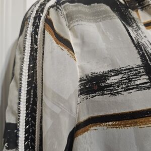 MBLM Black, White And Mustard Blouse With Fabulous Arm Details